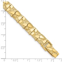 14K Yellow Gold Polished and Textured 9.5mm Nugget Bracelet, 7" view 4