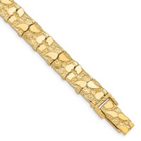 14K Yellow Gold Polished and Textured 9.5mm Nugget Bracelet, 7" view 1
