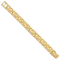 14K Polished and Textured 12.50mm 7 Inch Nugget Bracelet view 2