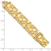 14K Polished and Textured 12.50mm 7 Inch Nugget Bracelet view 3