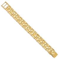 14K Yellow Gold Polished and Textured 15mm Nugget Bracelet, 7" view 2