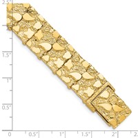 14K Yellow Gold Polished and Textured 15mm Nugget Bracelet, 7" view 3
