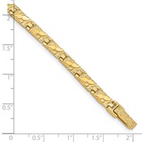 14K Yellow Gold Polished and Textured 5.5mm Nugget Bracelet, 7" view 3