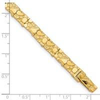 14K Yellow Gold Polished and Textured 7.00mm Nugget Bracelet - 7in view 3