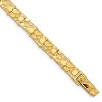 14K Yellow Gold Polished and Textured 7.00mm Nugget Bracelet - 7in view 1
