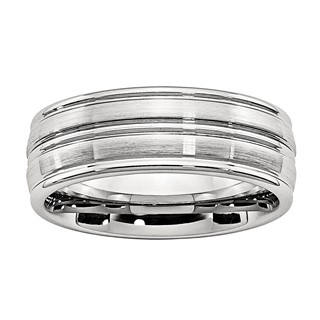 Cobalt Chrome 8mm Comfort Fit Center & Outer Row Ribbed Band