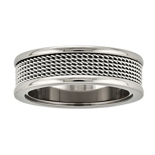 Titanium 7 mm Polished w/Wire Mesh Center Inlay Band