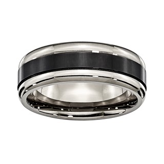 Titanium 8mm Comfort-fit w/Black Enamel Inlay Band