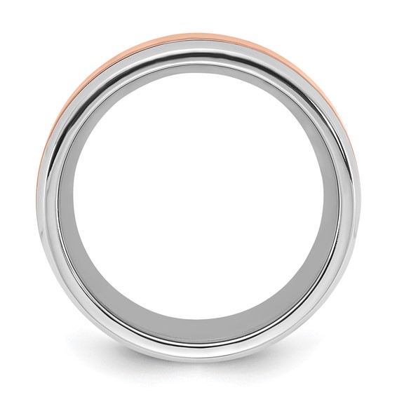 Titanium 8mm Polished w/Copper Plated Center & Beveled Edge Band