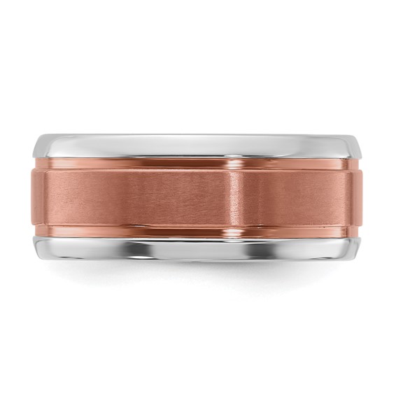 Titanium 8mm Polished w/Copper Plated Center & Beveled Edge Band
