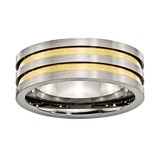 Titanium 8mm Two-Tone 5-Row Band (NOTE-Gold IP on outside only)