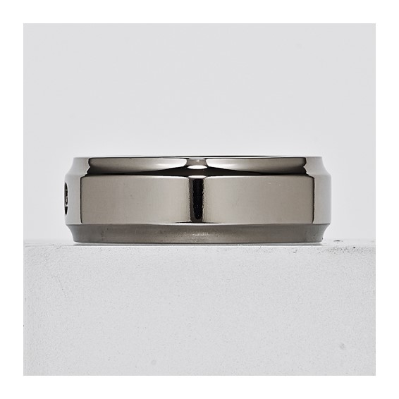 Titanium 7mm Scooped Egde with 0.05ct Diamond Band