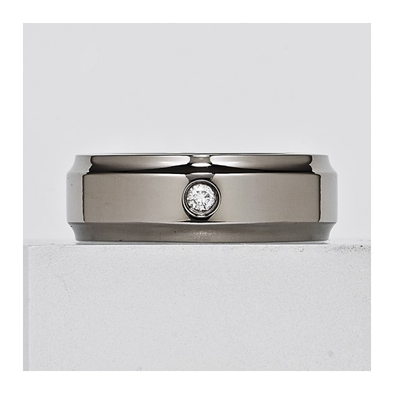 Titanium 7mm Scooped Egde with 0.05ct Diamond Band