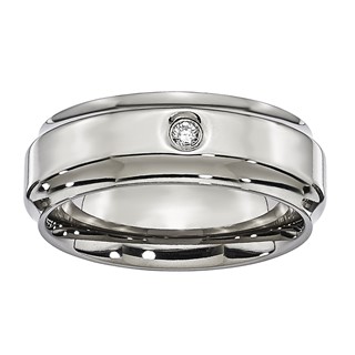 Titanium 7mm Scooped Egde with 0.05ct Diamond Band