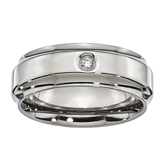 Titanium 7mm Scooped Egde with 0.05ct Diamond Band