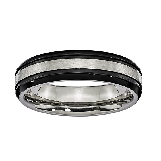 Titanium 6mm Double Groove Black IP Edge Band