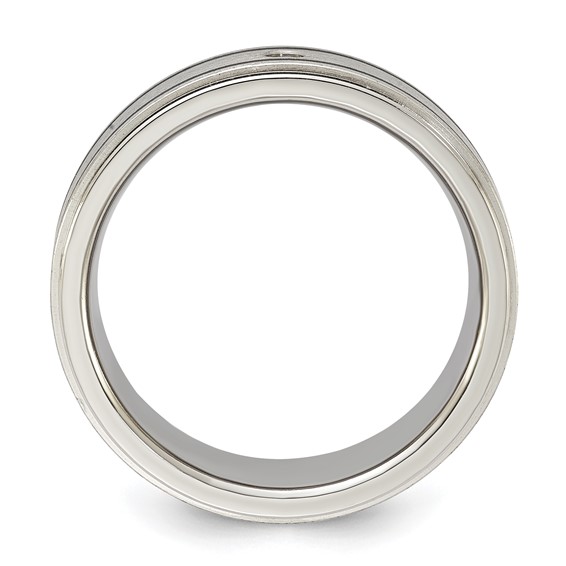 Titanium 8mm Brushed Finish 0.05ct Diamond w/Black Stripes Band