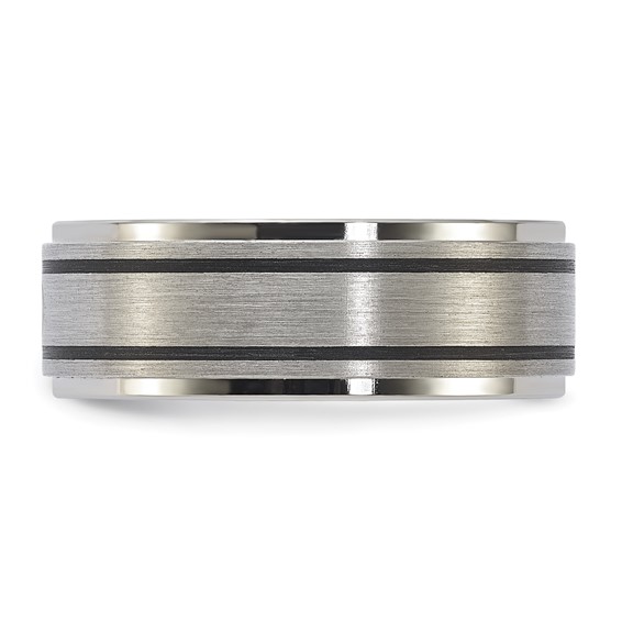 Titanium 8mm Brushed Finish 0.05ct Diamond w/Black Stripes Band