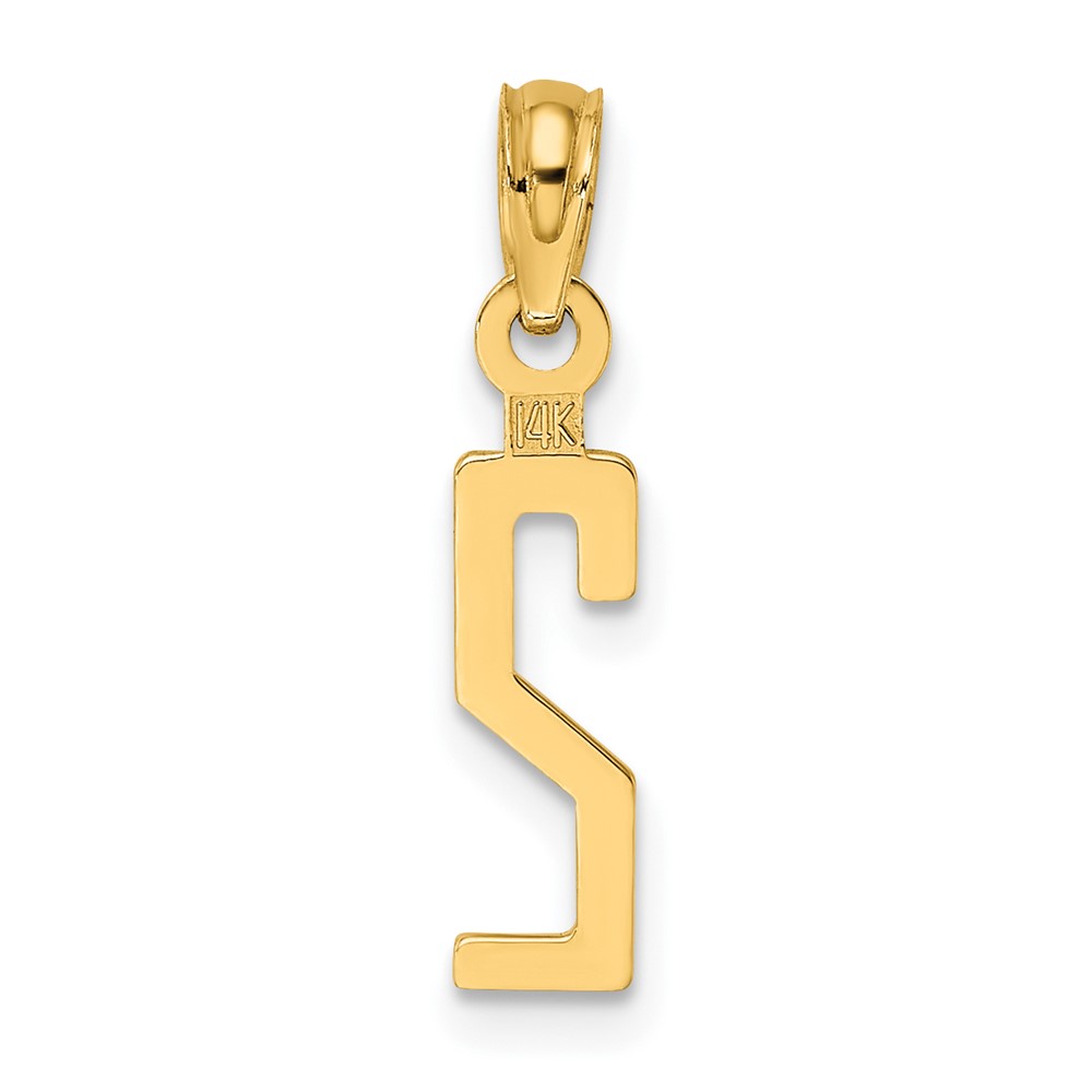 14k Polished Number 2 Pendant (NU02)