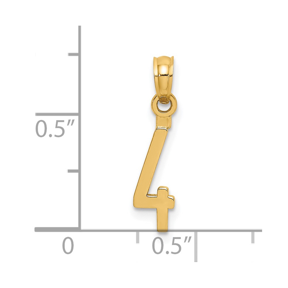 14k Polished Number 4 Pendant (NU04)