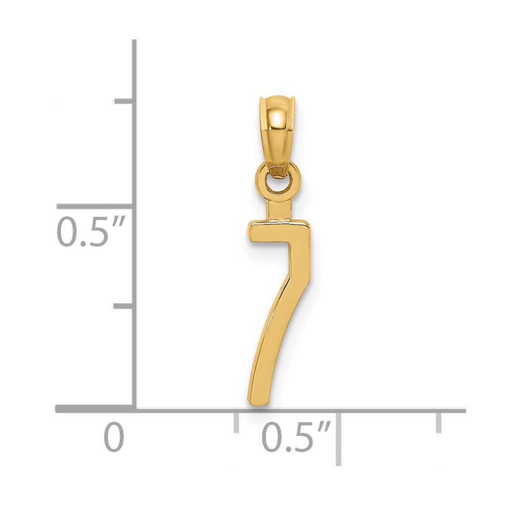 14k Polished Number 7 Pendant (NU07)