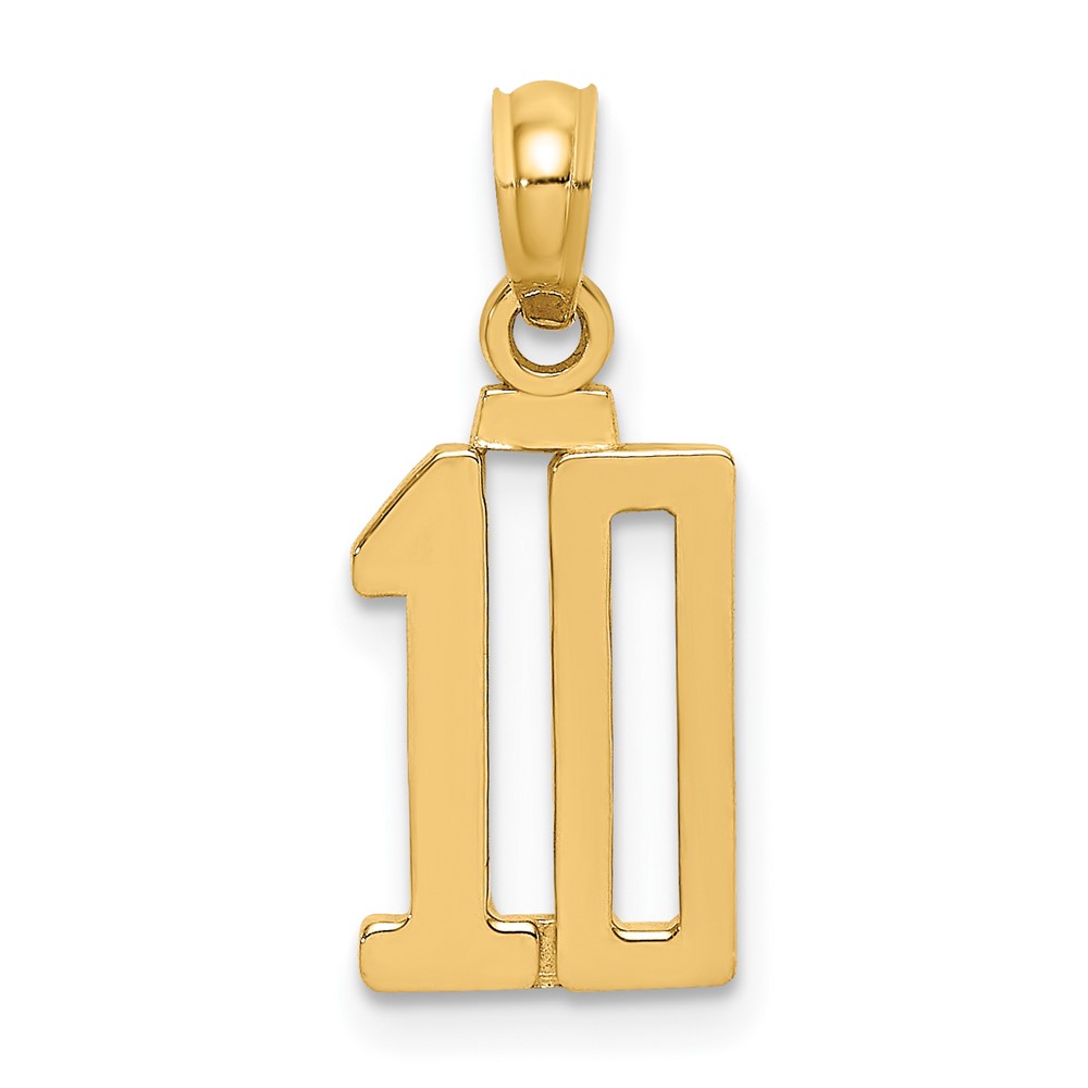 14k Polished Number 10 Pendant (NU10)