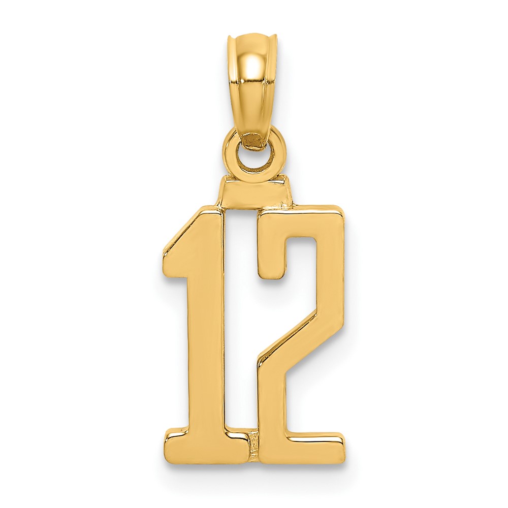 14k Polished Number 12 Pendant (NU12)