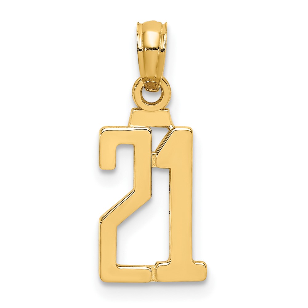 14k Polished Number 21 Pendant (NU21)