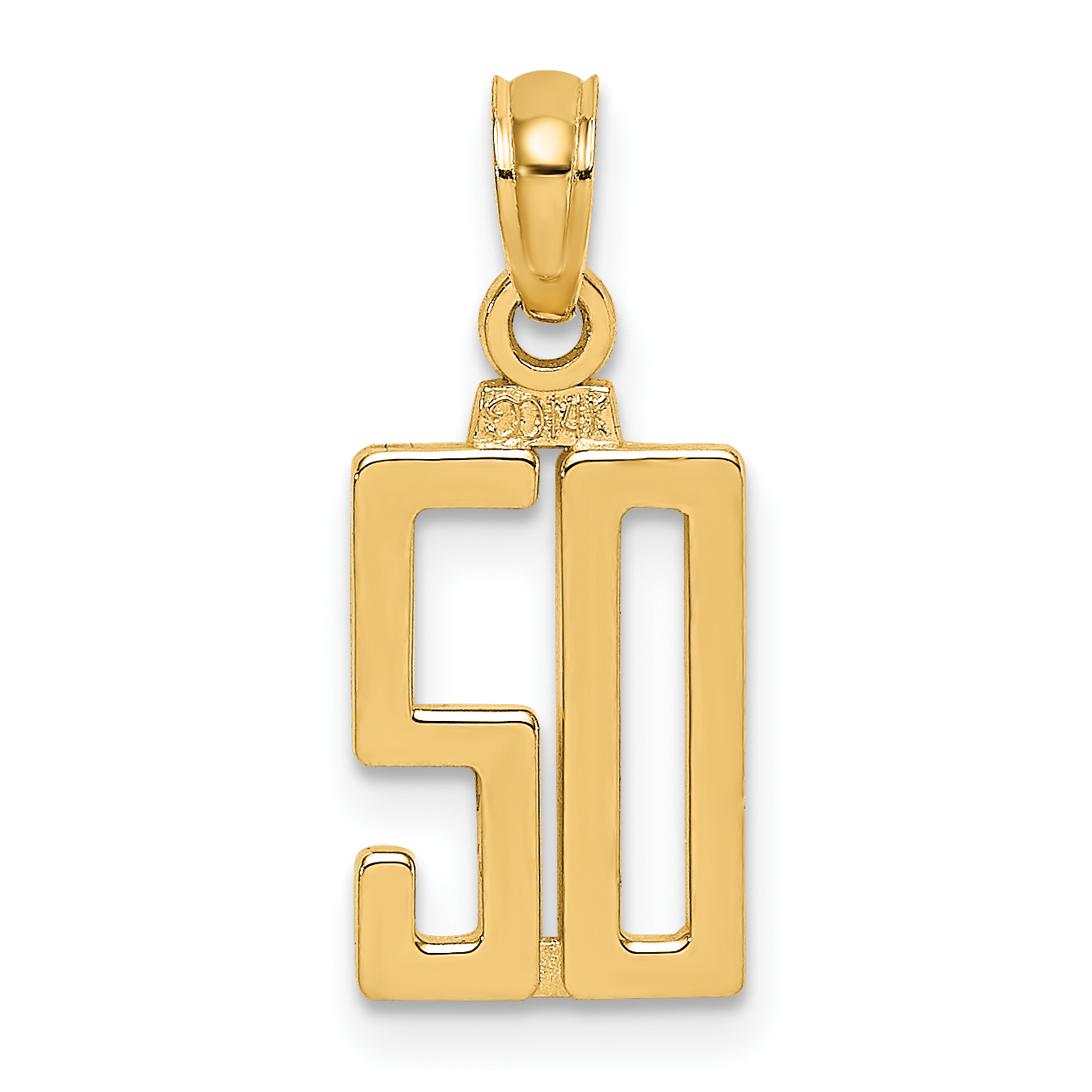 14k Polished Number 50 Pendant (NU50)