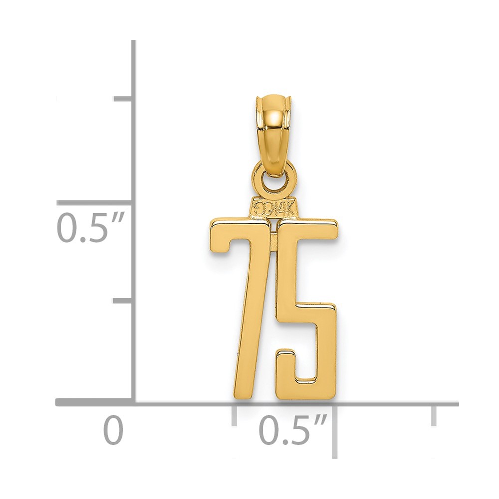 14k Polished Number 75 Pendant (NU75)