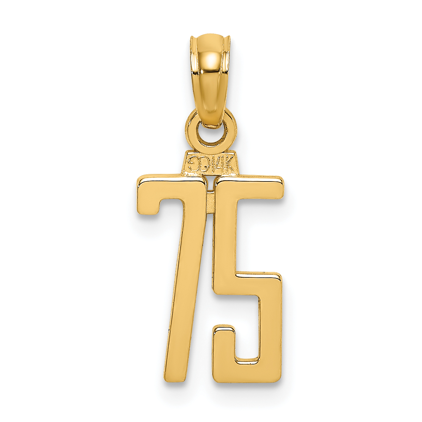 14k Polished Number 75 Pendant (NU75)