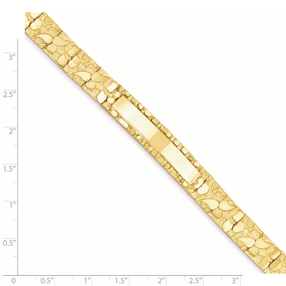 14k Polished Solid 10.0mm Nugget 38x10mm Plate ID Bracelet (Per Inch)