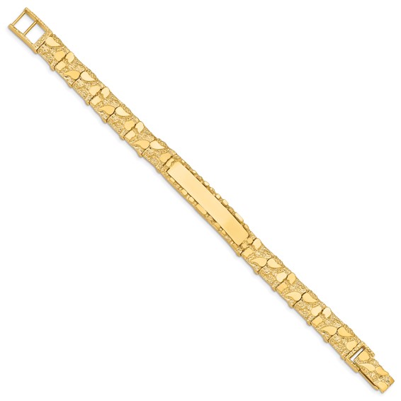 14k Polished Solid 10.0mm Nugget 38x10mm Plate ID Bracelet (Per Inch)