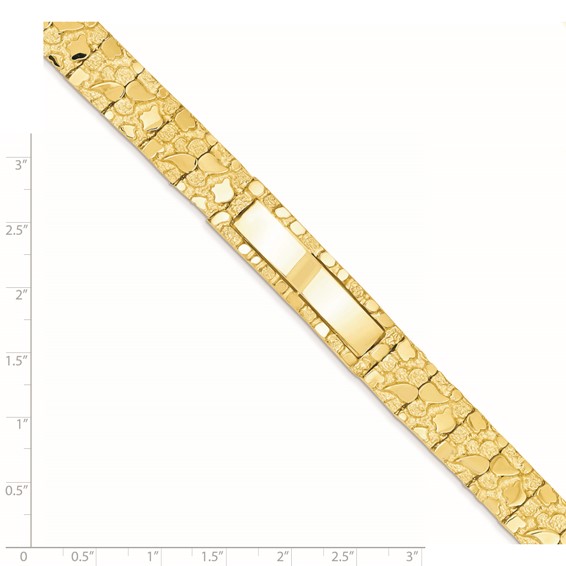 14k Polished Solid 12.0mm Nugget 36x12mm Plate ID Bracelet (Per Inch)