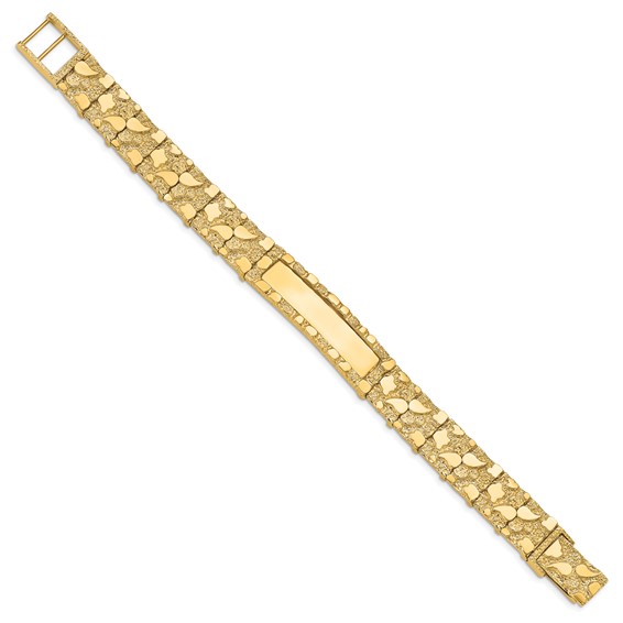14k Polished Solid 12.0mm Nugget 36x12mm Plate ID Bracelet (Per Inch)