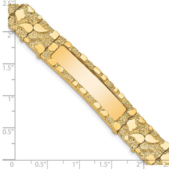 14k Polished Solid 12.0mm Nugget 36x12mm Plate ID Bracelet (Per Inch)