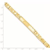 14K Yellow Gold Polished Solid 7mm Nugget 37x7mm Plate ID Bracelet - 7in view 4