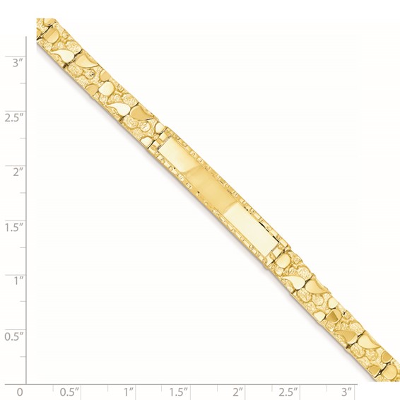 14k Polished Solid 7mm Nugget 37x7mm Plate ID Bracelet (Per Inch)