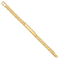 14K Yellow Gold Polished Solid 7mm Nugget 37x7mm Plate ID Bracelet - 7in view 2