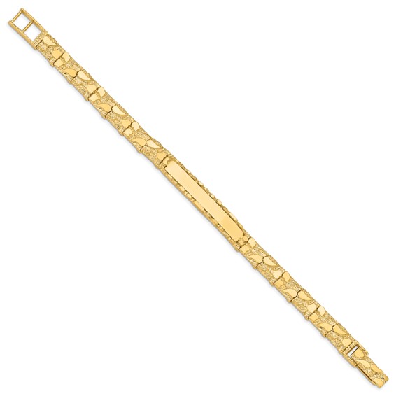 14k Polished Solid 7mm Nugget 37x7mm Plate ID Bracelet (Per Inch)
