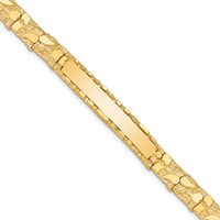14K Yellow Gold Polished Solid 7mm Nugget 37x7mm Plate ID Bracelet - 7in view 1