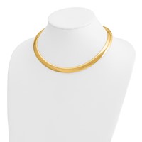 14K Yellow Gold Polished 10mm Standard Weight Domed Omega Necklace, 16" view 3