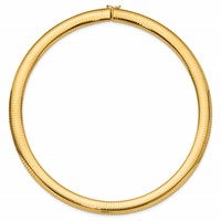 14K Yellow Gold Polished 10mm Standard Weight Domed Omega Necklace, 16" view 2