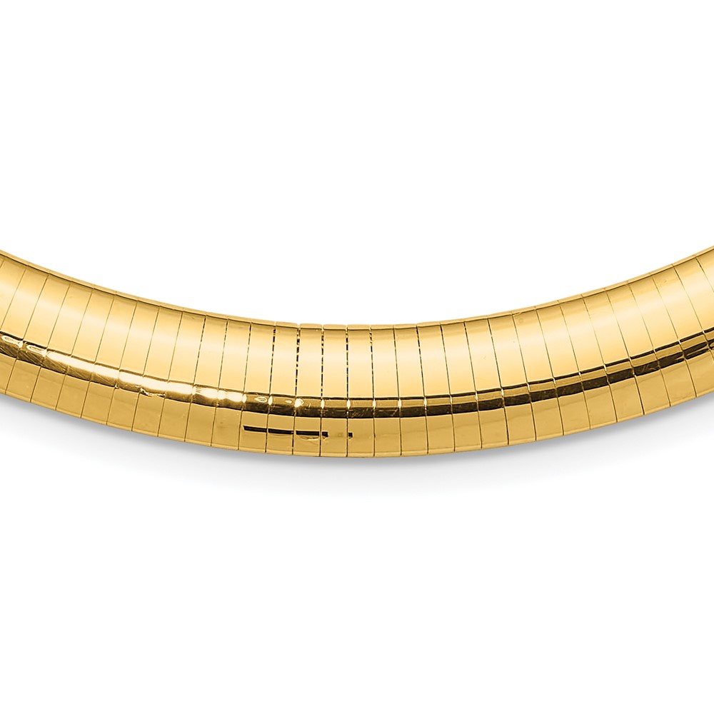 14K Yellow Gold Polished 10mm Standard Weight Domed Omega Necklace, 16"