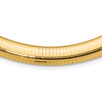 14K Yellow Gold Polished 10mm Standard Weight Domed Omega Necklace, 16" view 1