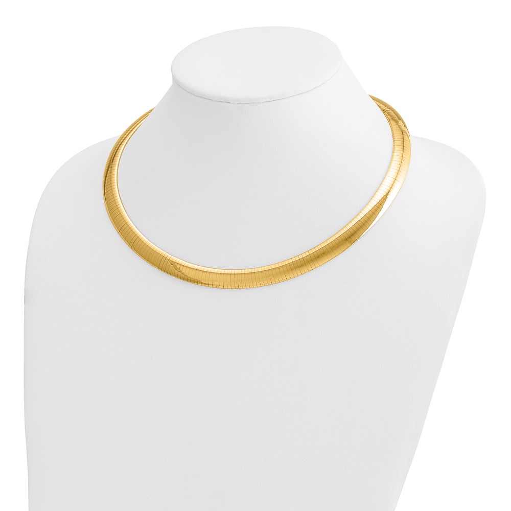 14k Polished 10mm Standard Weight 18 inch Domed Omega Necklace (OD10-18)