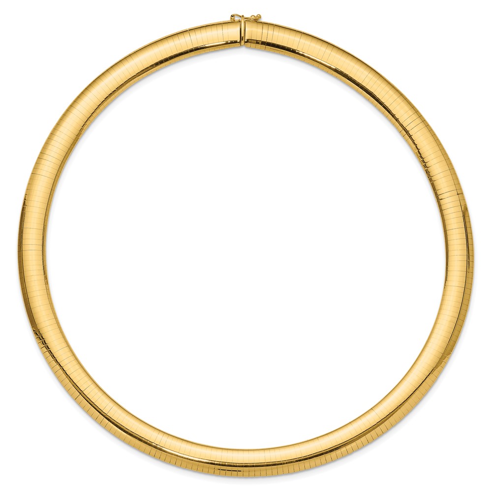 14k Polished 10mm Standard Weight 18 inch Domed Omega Necklace (OD10-18)