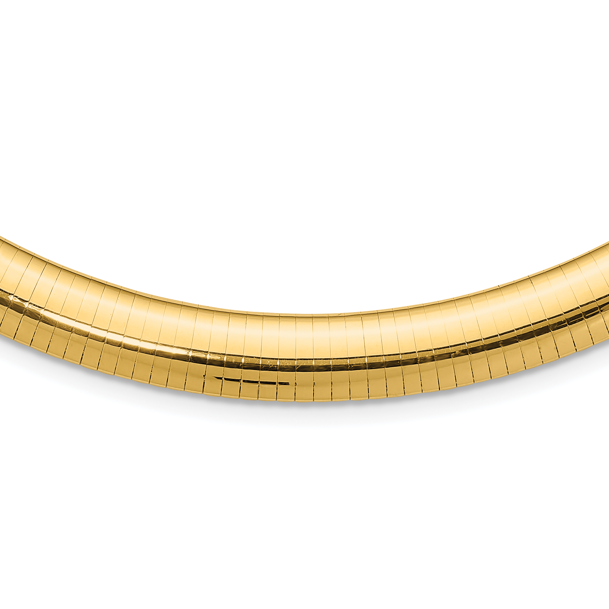 14k Polished 10mm Standard Weight 18 inch Domed Omega Necklace (OD10-18)