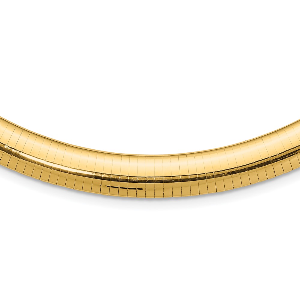 14k Polished 10mm Standard Weight 18 inch Domed Omega Necklace (OD10-18)