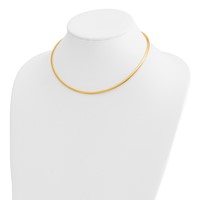 14K Yellow Gold Polished 3mm Standard Weight Domed Omega Necklace, 16" view 3